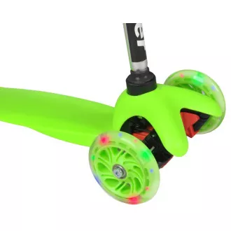 MINI SCOOTER háromkerekű robogó világító kerekekkel, zöld színben