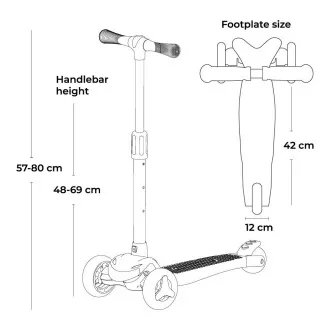 Gyerekek háromkerekű robogó Story Mini Friends LED kerekekkel robogó, fehér