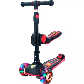 Gyermek háromkerekű roller Story 2in1 Deluxe mini roller világító kerekekkel, fekete és piros színben Gyermek háromkerekű roller Story 2in1 Deluxe mini roller világító kerekekkel, fekete és piros színben