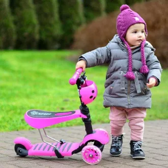 Gyerek roller 3in1 BERUŠKA LED kerekekkel, rózsaszínű