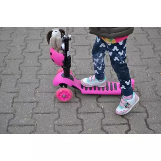 Gyerek roller 3in1 BERUŠKA LED kerekekkel, rózsaszínű