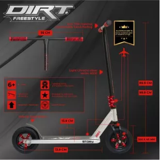 Összecsukható robogó Story Dirt Freestyle Scooter, fekete Összecsukható robogó Story Dirt Freestyle Scooter, fekete