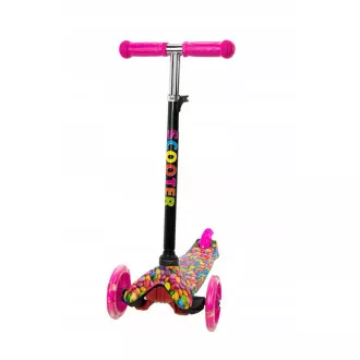 MINI SCOOTER háromkerekű robogó világító kerekekkel, BONBON