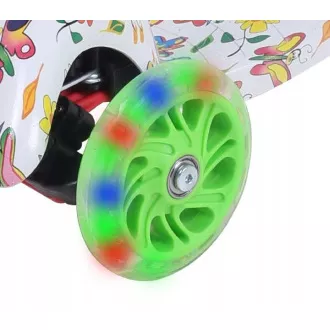 MINI SCOOTER háromkerekű robogó világító kerekekkel, Pillangókkal MINI SCOOTER háromkerekű robogó világító kerekekkel, Pillangókkal