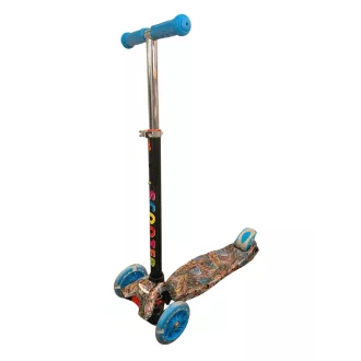 Háromkerekű robogó MAXI SCOOTER világító kerekekkel, KÉK DRAGON