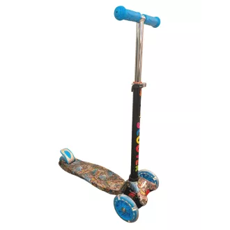 Háromkerekű robogó MAXI SCOOTER világító kerekekkel, KÉK DRAGON