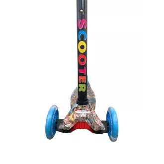 Háromkerekű robogó MAXI SCOOTER világító kerekekkel, KÉK DRAGON