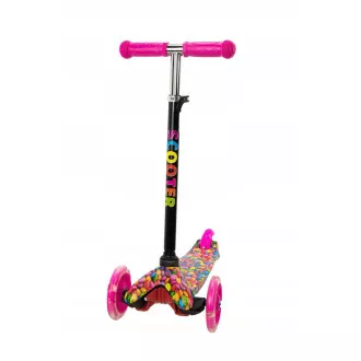 Háromkerekű robogó MAXI SCOOTER világító kerekekkel, BONBON, rózsaszínű