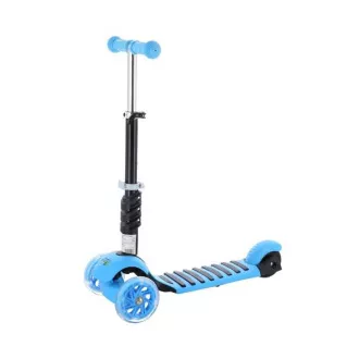 MINI SCOOTER 2in1 háromkerekű robogó LED kerekekkel, kék színben