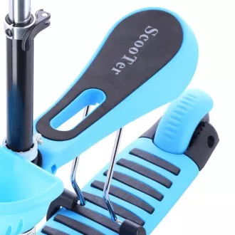 MINI SCOOTER 2in1 háromkerekű robogó LED kerekekkel, kék színben