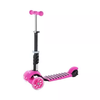 MINI SCOOTER 2in1 háromkerekű robogó LED kerekekkel, rózsaszínű