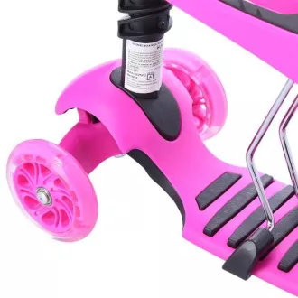 MINI SCOOTER 2in1 háromkerekű robogó LED kerekekkel, rózsaszínű