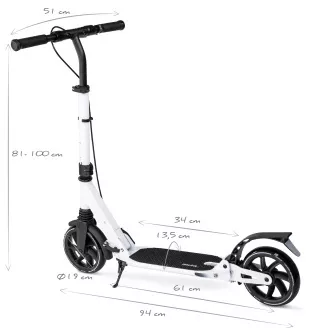 Összecsukható robogó MOVINO X-Way kézi- és lábfékkel, fehér színben