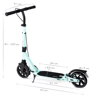 Összecsukható robogó MOVINO X-Way kézi- és lábfékkel, könnyű menta