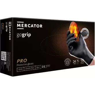MERCATOR® GOGRIP - Nitril kesztyű, púdermentes, 50 db, fekete, XXL
