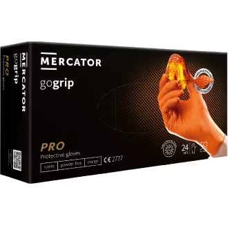 MERCATOR® GOGRIP - Nitril kesztyű, púdermentes, 50 db, narancssárga, L