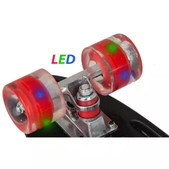 Pennyboard LED kerekekkel, 56 cm FEKETE/VÖRÖS
