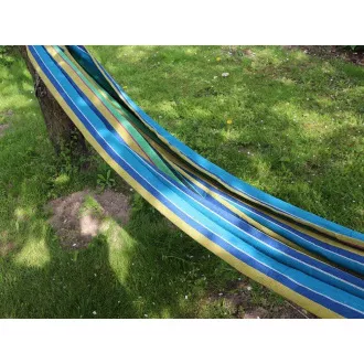 Összecsukható pamut függőágy, zöld-sárga-kék, 260x80cm Összecsukható pamut függőágy, zöld-sárga-kék, 260x80cm