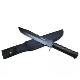 Taktikai kés MILITARY FINKA SURVIVAL 35 cm fekete/ezüst, Fekete