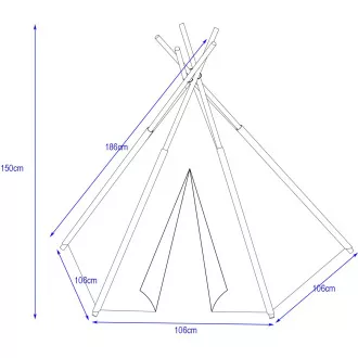 Gyerek sátor Teepee INDIANS, méretek 106x106x150cm