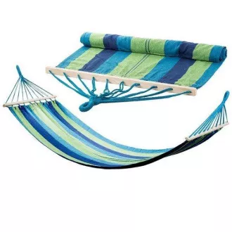 Pamut függőágy 270x150cm, 2 főig, 200kg teherbírású, kék-zöld