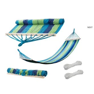 Pamut hintaháló, kék-zöld, kerettel – 200x80 cm Pamut hintaháló, kék-zöld, kerettel – 200x80 cm