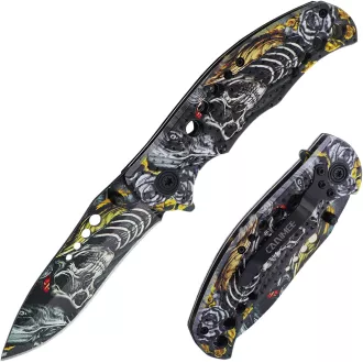 Összecsukható taktikai kés SKULL 20 cm, Piros
