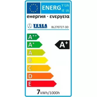 TESLA - LED BL270727-3D, izzó CRYSTAL RETRO BULB, E27, 7W, 230V, 835lm, 15 000h, 2700K , 360