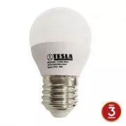 TESLA - LED MG270427-1, mini izzó E27, 4W, 230V, 320lm, 15 000h, 2700K meleg fehér, 180°