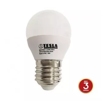 TESLA - LED MG270427-1, mini izzó E27, 4W, 230V, 320lm, 15 000h, 2700K meleg fehér, 180° TESLA - LED MG270427-1, mini izzó E27, 4W, 230V, 320lm, 15 000h, 2700K meleg fehér, 180°