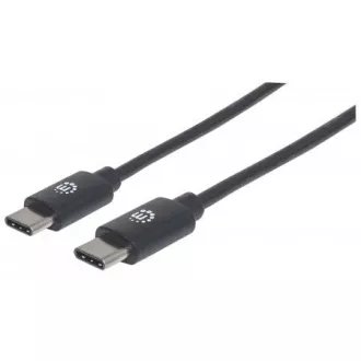 MANHATTAN Hi-Speed USB-C kábel, C típusú csatlakozóból C típusú csatlakozóba, 2m, fekete, fekete