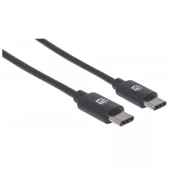 MANHATTAN Hi-Speed USB-C kábel, C típusú csatlakozóból C típusú csatlakozóba, 2m, fekete, fekete