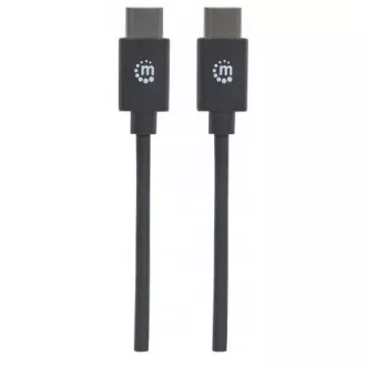 MANHATTAN Hi-Speed USB-C kábel, C típusú csatlakozóból C típusú csatlakozóba, 2m, fekete, fekete