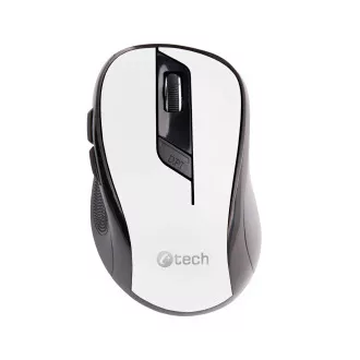 C-TECH egér WLM-02, fekete-fehér, vezeték nélküli, 1600DPI, 6 gomb, USB nano vevő