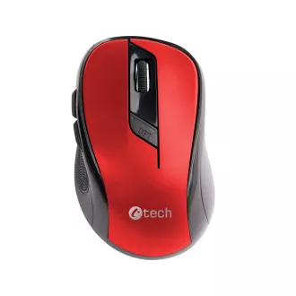 C-TECH egér WLM-02, fekete-piros, vezeték nélküli, 1600DPI, 6 gomb, USB nano vevő
