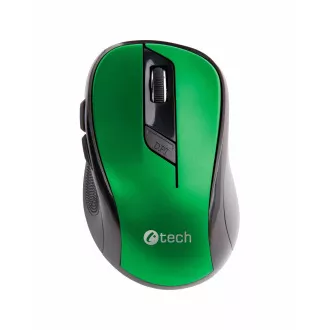 C-TECH egér WLM-02, fekete-zöld, vezeték nélküli, 1600DPI, 6 gomb, USB nano vevő