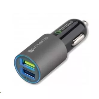 4smarts Rapid Quick Charge autós töltő, 2x USB, 3 A, szürke