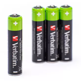 Újratölthető akkumulátor, AAA (HR03), 1,2 V, 950 mAh, Verbatim, buborékcsomagolás, 4 darabos csomagolásban
