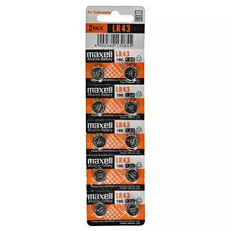 Alkáli elemek, LR43, LR43, 1.5V, Maxell, buborékcsomagolás, 10 darabos kiszerelésben Alkáli elemek, LR43, LR43, 1.5V, Maxell, buborékcsomagolás, 10 darabos kiszerelésben