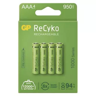 Újratölthető akkumulátor, AAA (HR03), 1,2 V, 950 mAh, GP, papírdoboz, 4 db, ReCyko