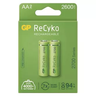 Újratölthető akkumulátor, AA (HR6), 1.2V, 2600 mAh, GP, papírdoboz, 2 db, ReCyko Újratölthető akkumulátor, AA (HR6), 1.2V, 2600 mAh, GP, papírdoboz, 2 db, ReCyko