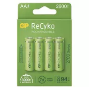 Újratölthető akkumulátor, AA (HR6), 1,2 V, 2600 mAh, GP, papírdoboz, 4 db, ReCyko