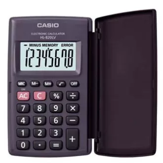 Casio számológép HL 820LV BK, fekete, zsebszámológép, nyolc számjegyű