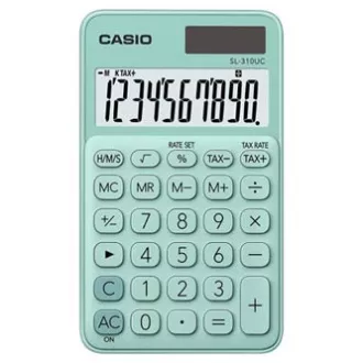Casio számológép SL 310 UC GN, türkizkék, tíz számjegy, kettős tápegység