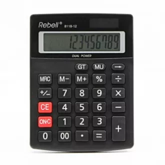 Rebell számológép RE-8118-12 BX, fekete, asztali, 12 számjegyes, 12 számjegyű Rebell számológép RE-8118-12 BX, fekete, asztali, 12 számjegyes, 12 számjegyű