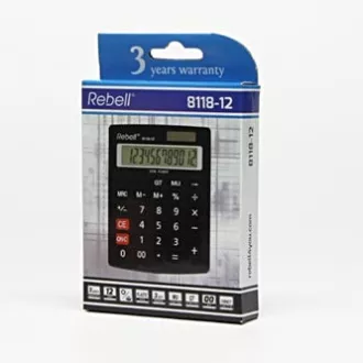 Rebell számológép RE-8118-12 BX, fekete, asztali, 12 számjegyes, 12 számjegyű Rebell számológép RE-8118-12 BX, fekete, asztali, 12 számjegyes, 12 számjegyű