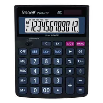 Rebell számológép RE-PANTHER 12 BX, fekete, asztali, 12 számjegyes, 12 számjegyű