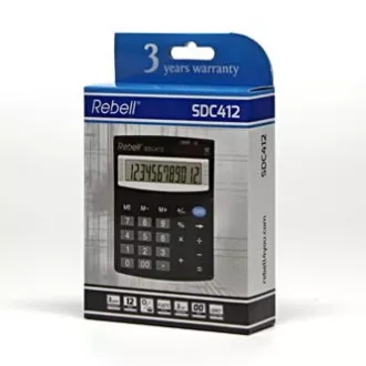 Rebell számológép RE-SDC412 BX, fekete, asztali, 12 számjegyes, 12 számjegyű
