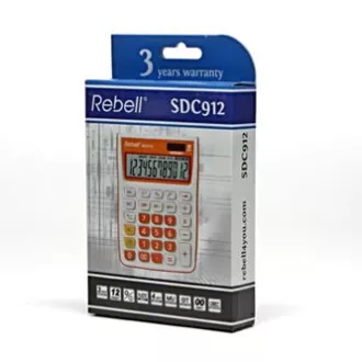 Rebell számológép RE-SDC912OR BX, narancssárga, asztali, 12 számjegyű