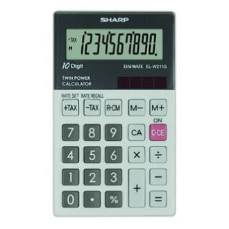 Sharp számológép EL-W211GGY, szürke, zsebszámológép, tíz számjegyű